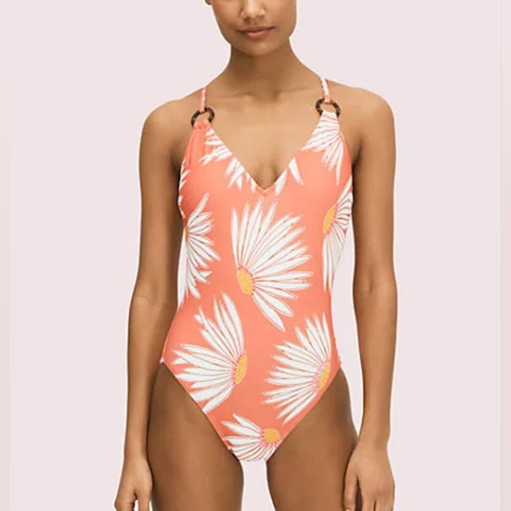 Kate Spade orange Floral crisscross swimsuit size XL